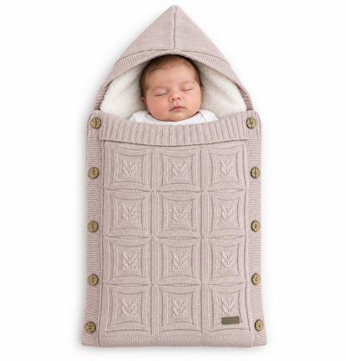 Baby Girls Dusky Pink Knitted Lined Swaddle