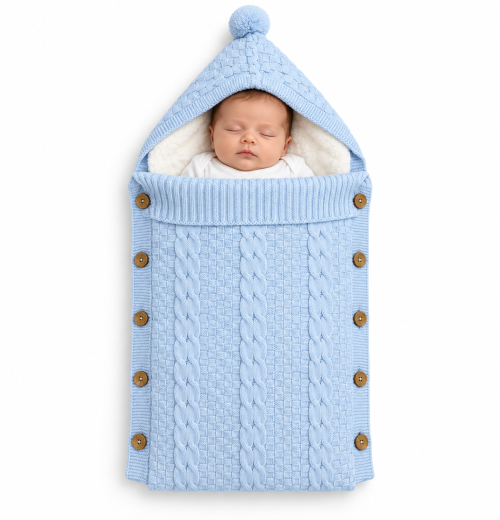 Baby Boys Knitted Fully Lined Swaddle