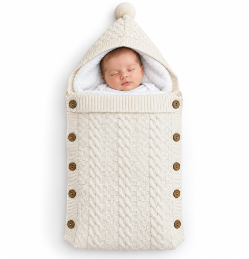 Baby Knitted Fully Lined Swaddle
