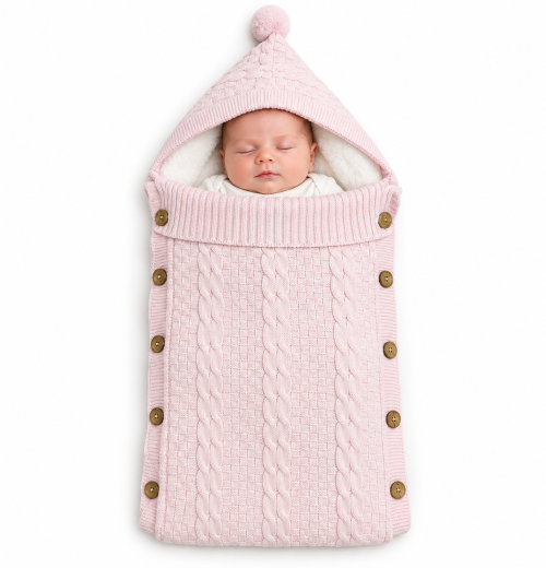 Baby Girls Knitted Fully Lined Swaddle