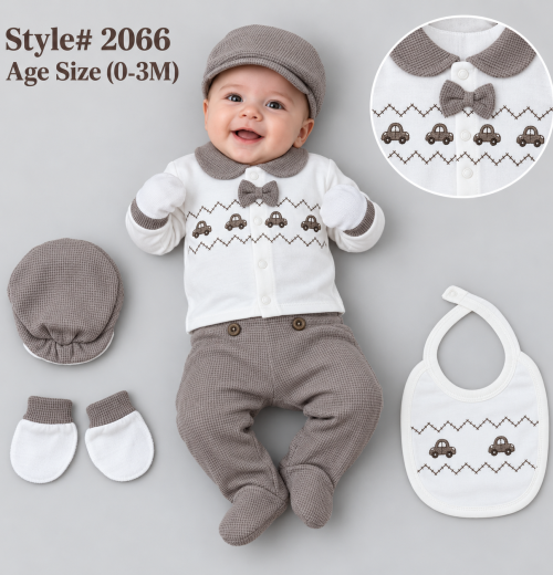 Baby Boys 5pc Cars Set with Hat, Mittens & Bib (0-3m)
