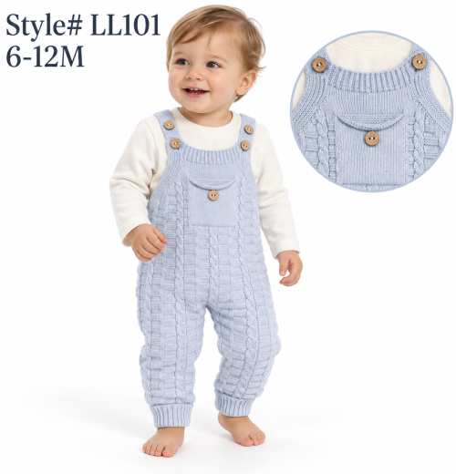 Baby Boys 2pc Knitted Dungaree & Full Sleeve Top Set (6-12m)