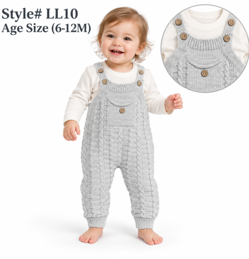 Baby Boys 2pc Knitted Dungaree & Full Sleeve Top Set (6-12m)