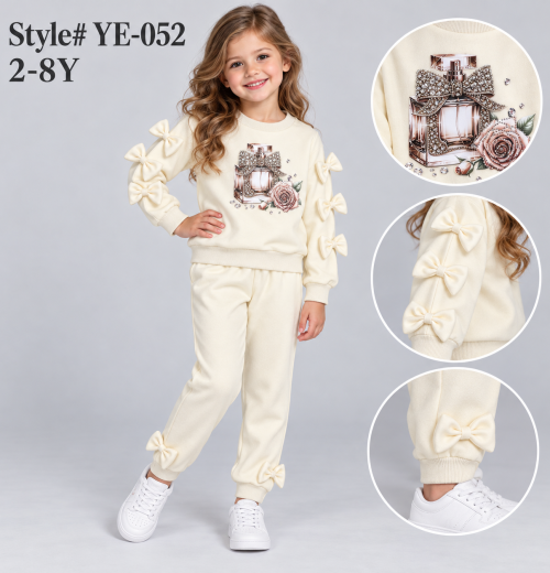 Girls 2pc Floral Diamante Bow Sleeve Tracksuit (2-8y)