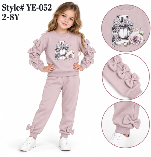 Girls 2pc Floral Diamante Bow Sleeve Tracksuit (2-8y)