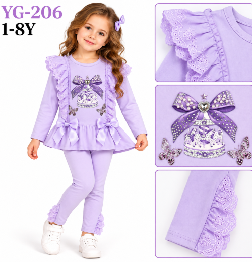 Girls 2pc Carousel Diamante Lace Top & Leggings Set (1-8y)