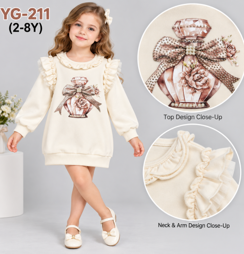 Girls Perfume Diamante Ruffle Dress (2-8y)