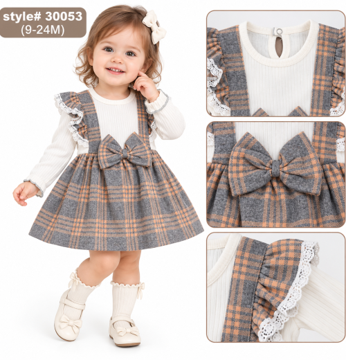Baby Girls Check Ruffle Lace Dress (9-24m)