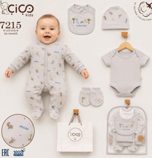 Baby Boys Dinosaur 5pc Gift Set (0-9m)