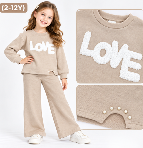 Girls 2pc LOVE Pearl Knitted Tracksuit (2-12y)
