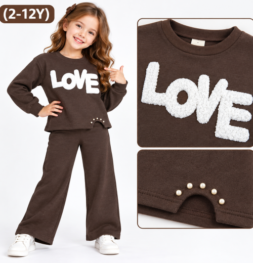 Girls 2pc LOVE Pearl Knitted Tracksuit (2-12y)