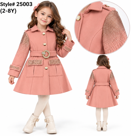 Girls Sequins Double Pocket Coat (2-8y)