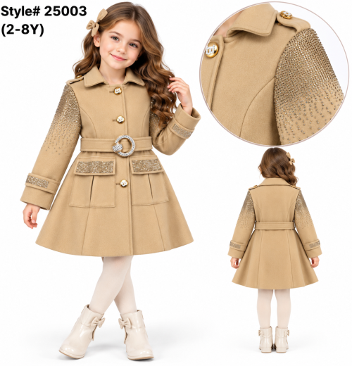 Girls Sequins Double Pocket Coat (2-8y)