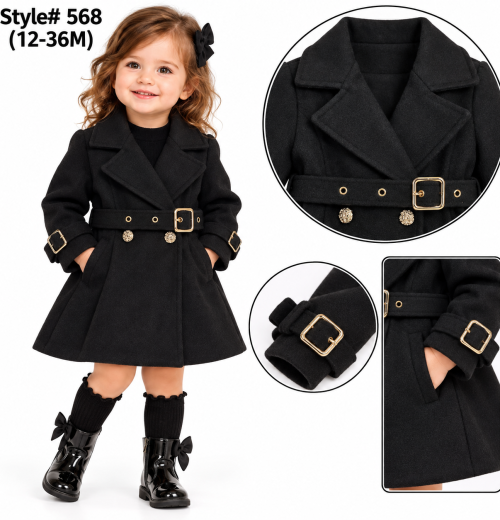Baby Girls Buckle Coat with Belt (12-36m)