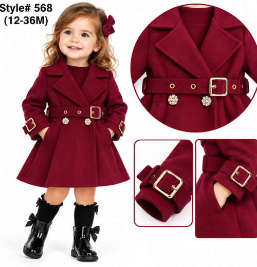 Baby Girls Buckle Coat with Belt (12-36m)