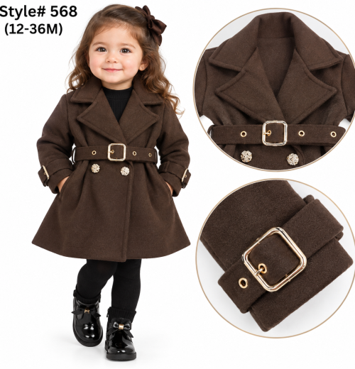 Baby Girls Buckle Coat with Belt (12-36m)