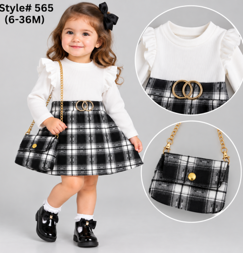 Baby Girls 2pc Check Ruffle Dress & Purse Set (6-36m)