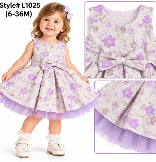 Baby Girls Floral Jacquard Pleated Dress (6-36m)