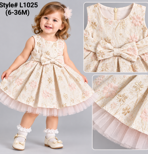 Baby Girls Floral Jacquard Pleated Dress (6-36m)