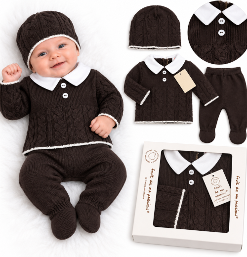 Baby Boys 3pc Cable Knitted Gift Set (NB)