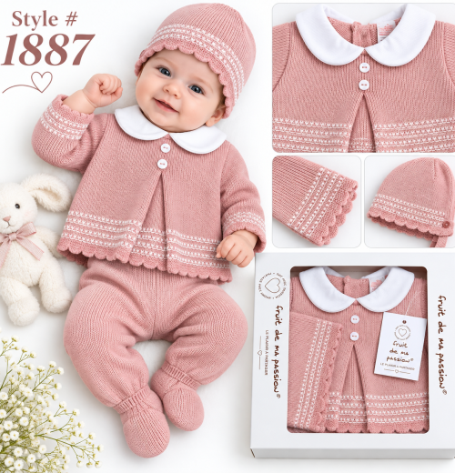 Baby Girls 3pc Knitted Gift Set (NB)