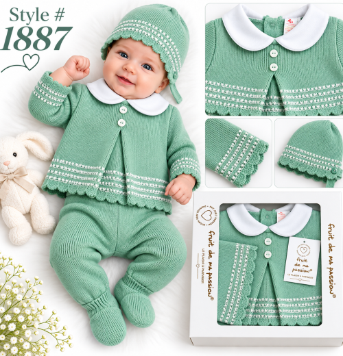 Baby Girls 3pc Knitted Gift Set (NB)