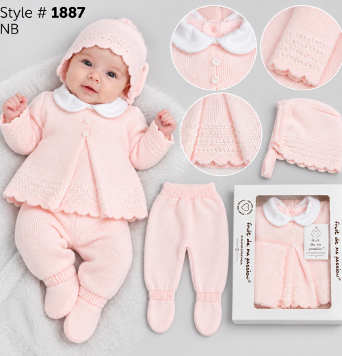 Baby Girls 3pc Knitted Gift Set (NB)
