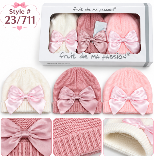 Baby Girls Knitted Bow Hat