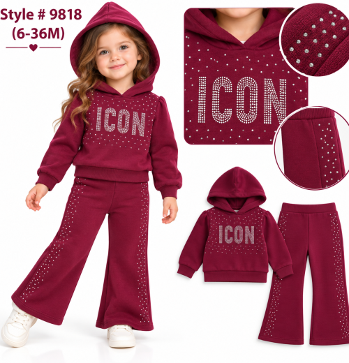 Baby Girls 2pc Diamante ICON Tracksuit (6-36m)