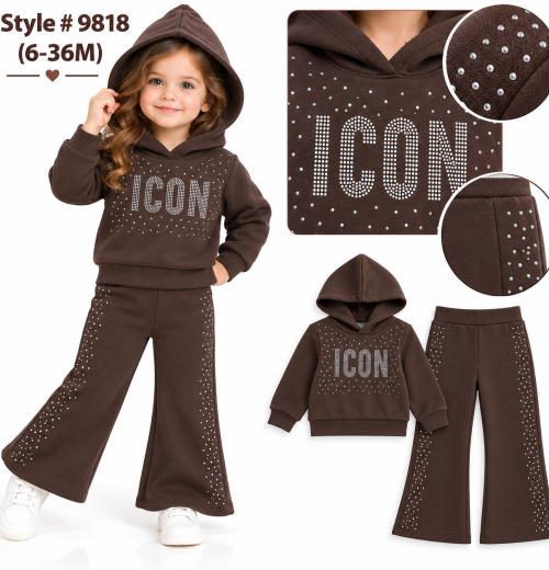 Baby Girls 2pc Diamante ICON Tracksuit (6-36m)