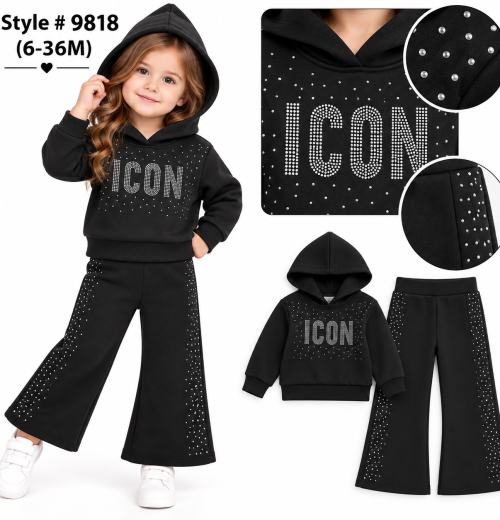 Baby Girls 2pc Diamante ICON Tracksuit (6-36m)