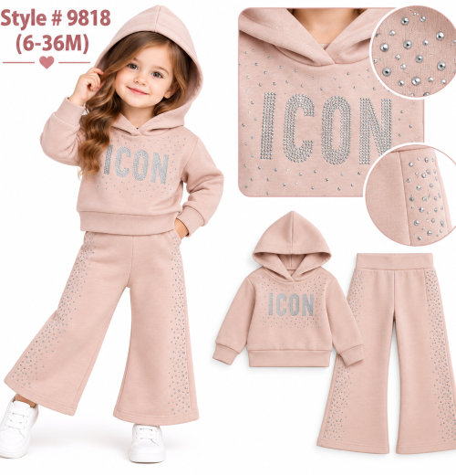 Baby Girls 2pc Diamante ICON Tracksuit (6-36m)