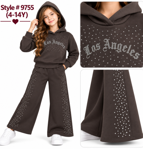 Girls 2pc Los Angeles Diamante Tracksuit (4-14y)