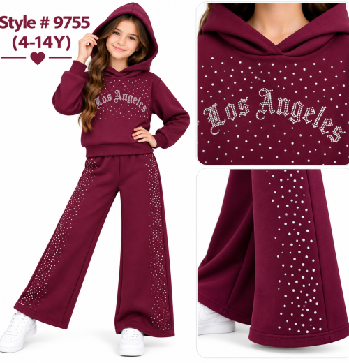 Girls 2pc Los Angeles Diamante Tracksuit (4-14y)