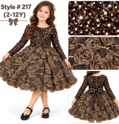 Girls Sequins Floral Party Dress (2-12y)