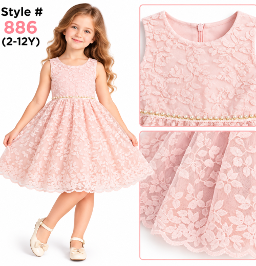 Girls Floral Embroidered Party Dress (2-12y)