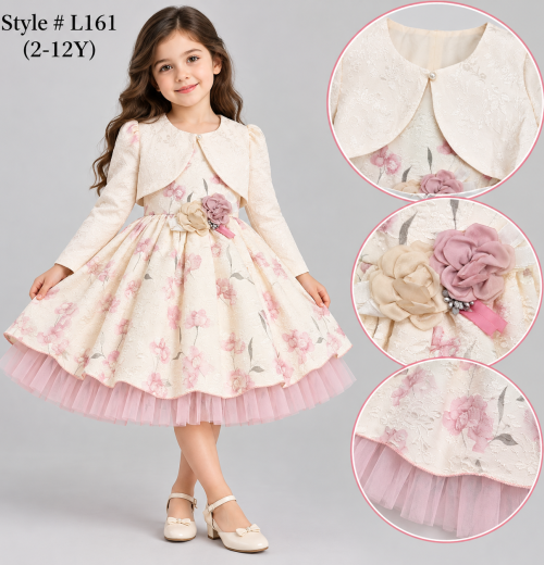 Girls 2pc Floral Party Dress & Shrug Set (2-12y)