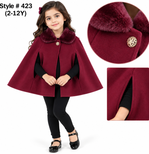 Girls Fur Collar Cape (2-12y)