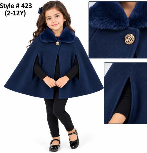 Girls Fur Collar Cape (2-12y)