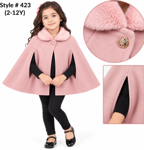 Girls Fur Collar Cape (2-12y)