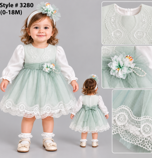 Baby Girls Spanish Lace Dress & Headband Set (0-18m)