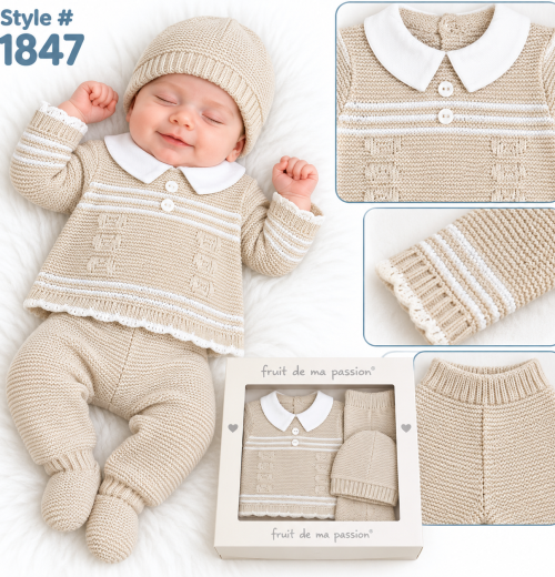 Baby Boys 3pc Knitted Gift Set (NB)