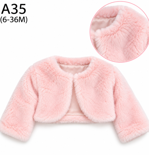 Baby Girls Full Sleeve Fur Shrug (6-36m)