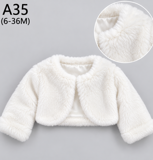 Baby Girls Full Sleeve Fur Shrug (6-36m)