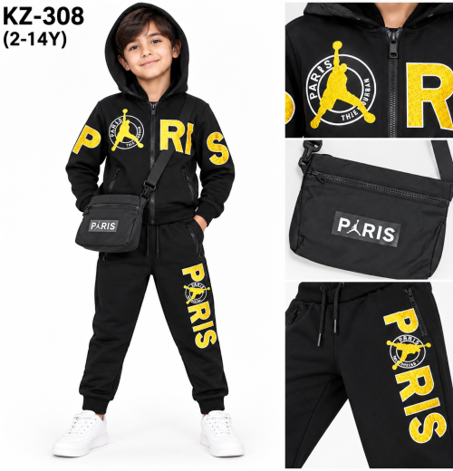 Boys 3pc PARIS Hooded Tracksuit with Bag (2-14y)