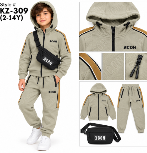 Boys 3pc ICON Embossed Tracksuit with Crossbody Bag (2-14y)