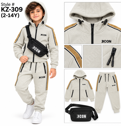 Boys 3pc ICON Embossed Tracksuit with Crossbody Bag (2-14y)